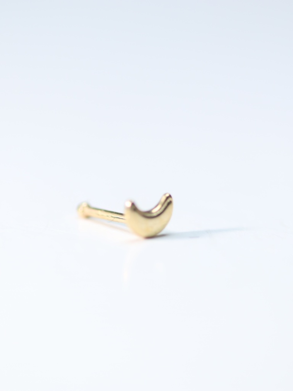 14kt.Gold solid gold Dreamy Half Moon Nose Piercing with tiny 14k mark New